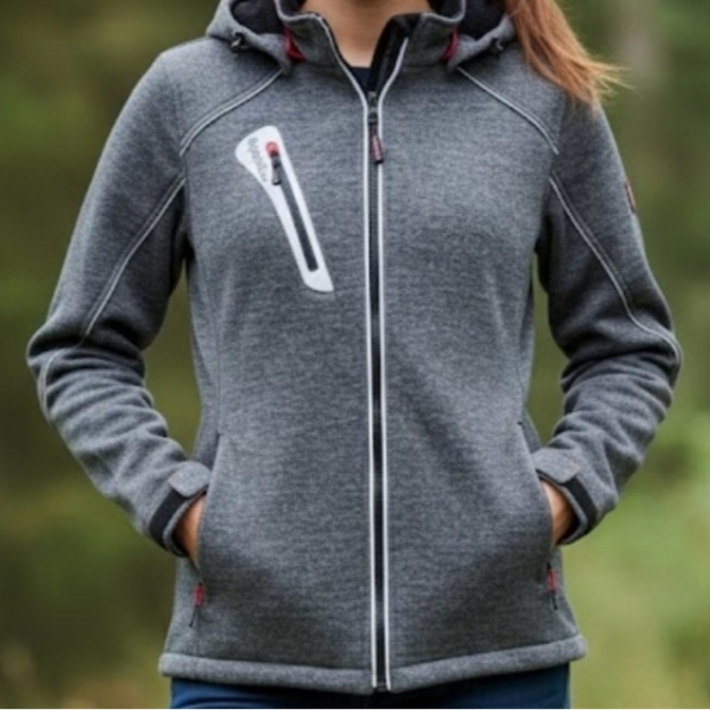 RefrigiWear Womens Extreme Sweater Jacket Gray Reflective Water Repellent Medium
